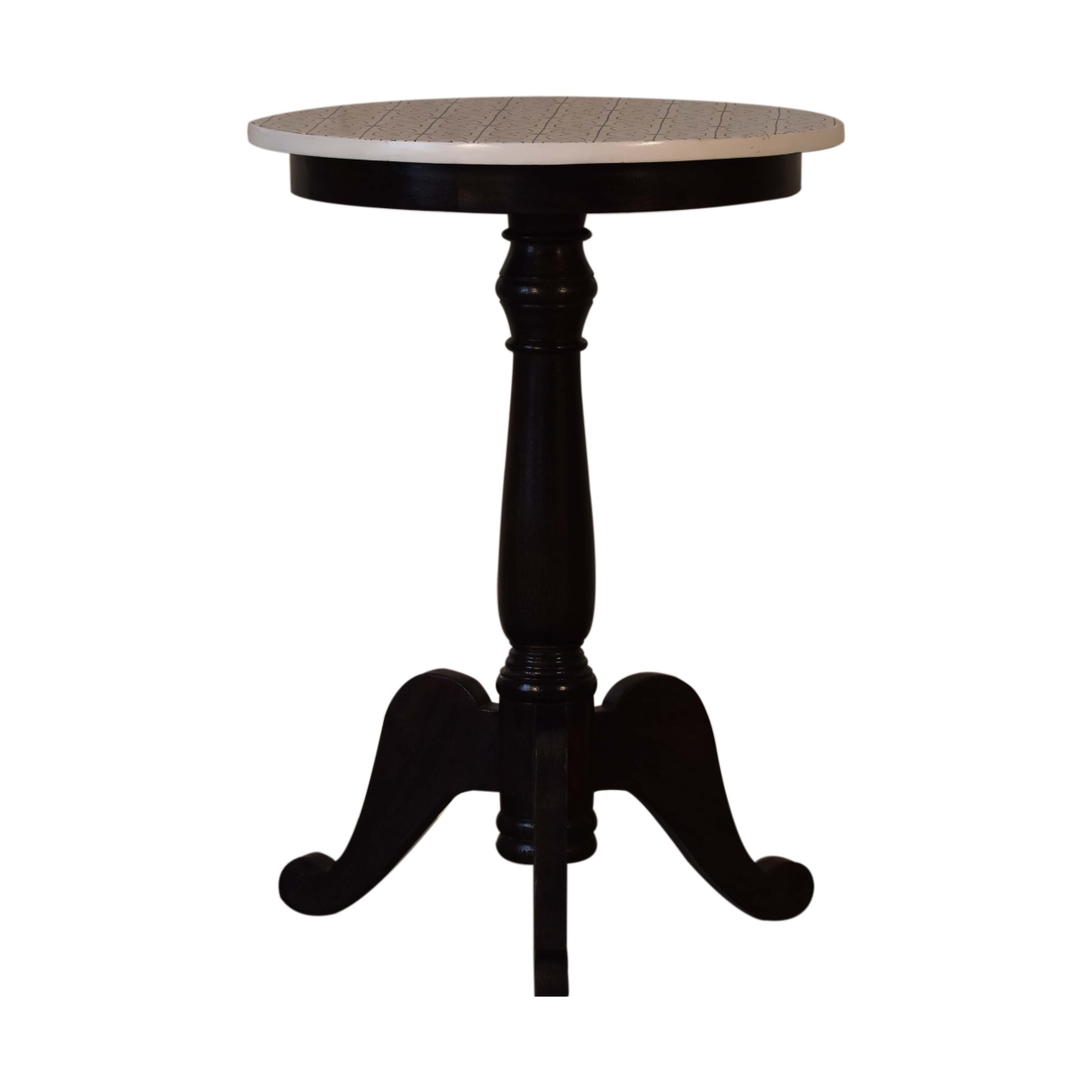 Solid Mango Wood California Walnut Finished Round French Style Tea Table