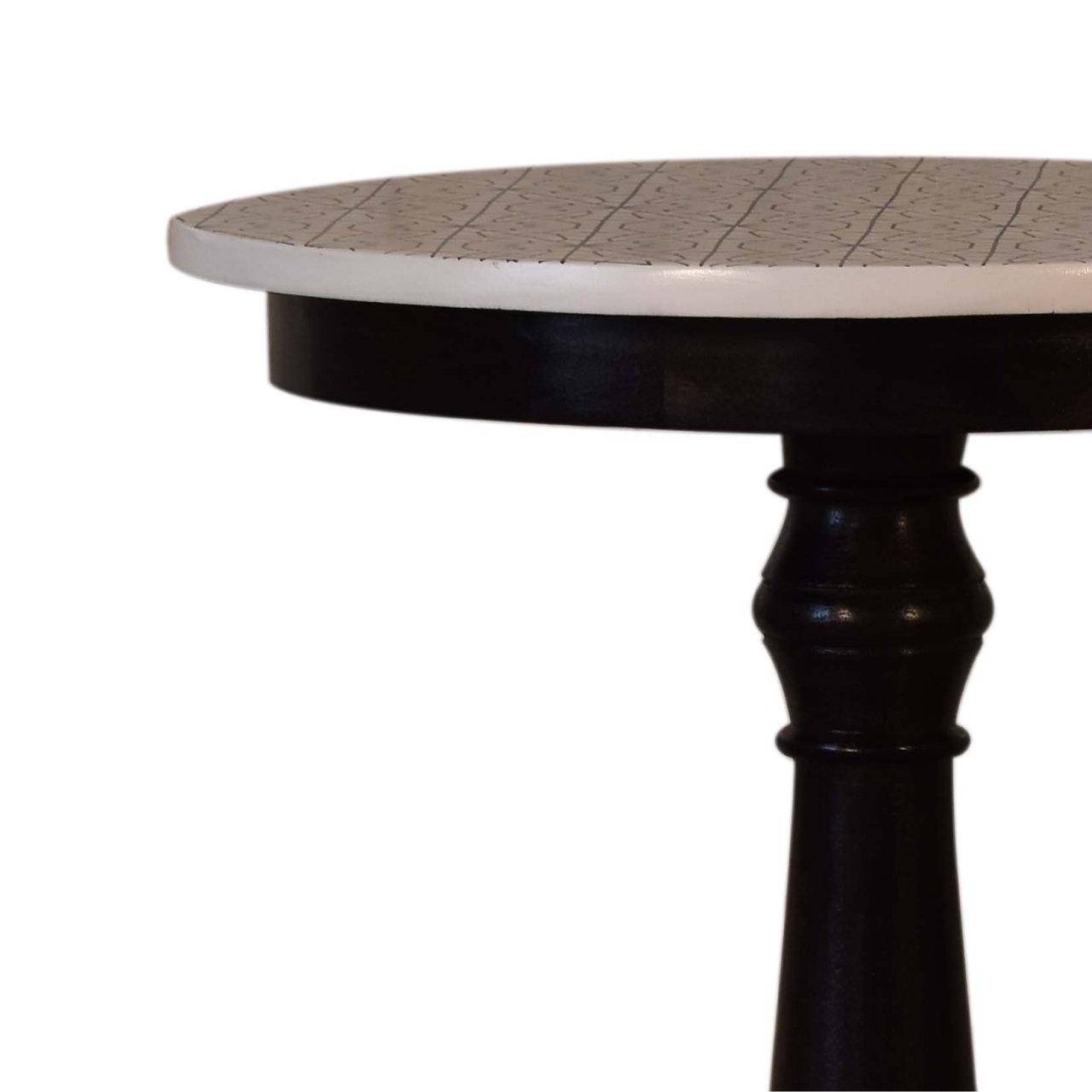 Solid Mango Wood California Walnut Finished Round French Style Tea Table - Image 2