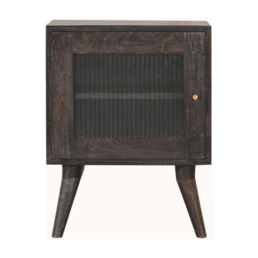 Solid Mango Wood Ash Black Finished 1 Door Havana Bedside