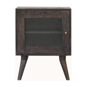 Solid Mango Wood Ash Black Finished 1 Door Havana Bedside