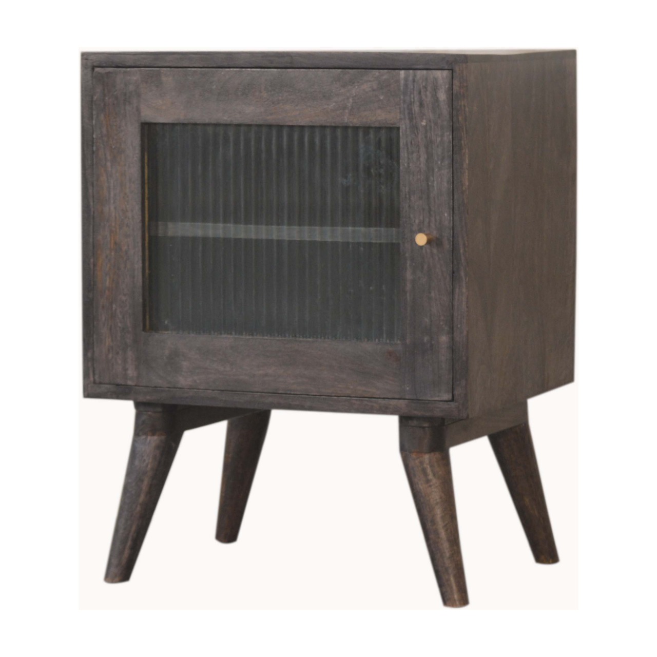 Solid Mango Wood Ash Black Finished 1 Door Havana Bedside - Image 2