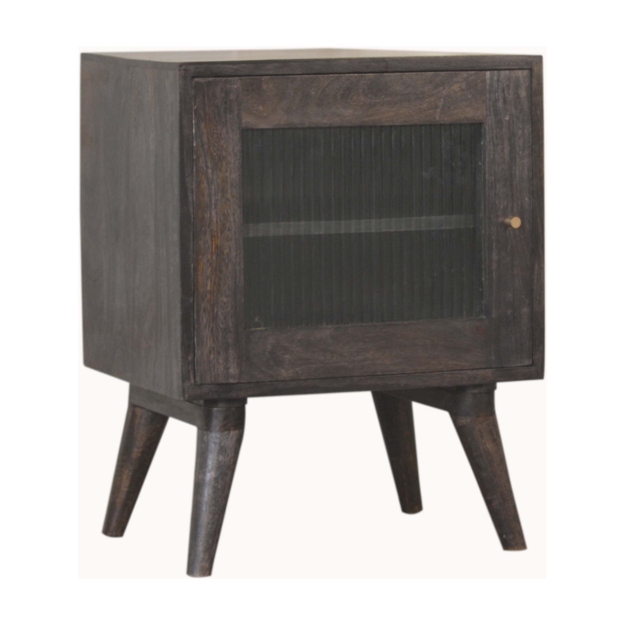 Solid Mango Wood Ash Black Finished 1 Door Havana Bedside - Image 3