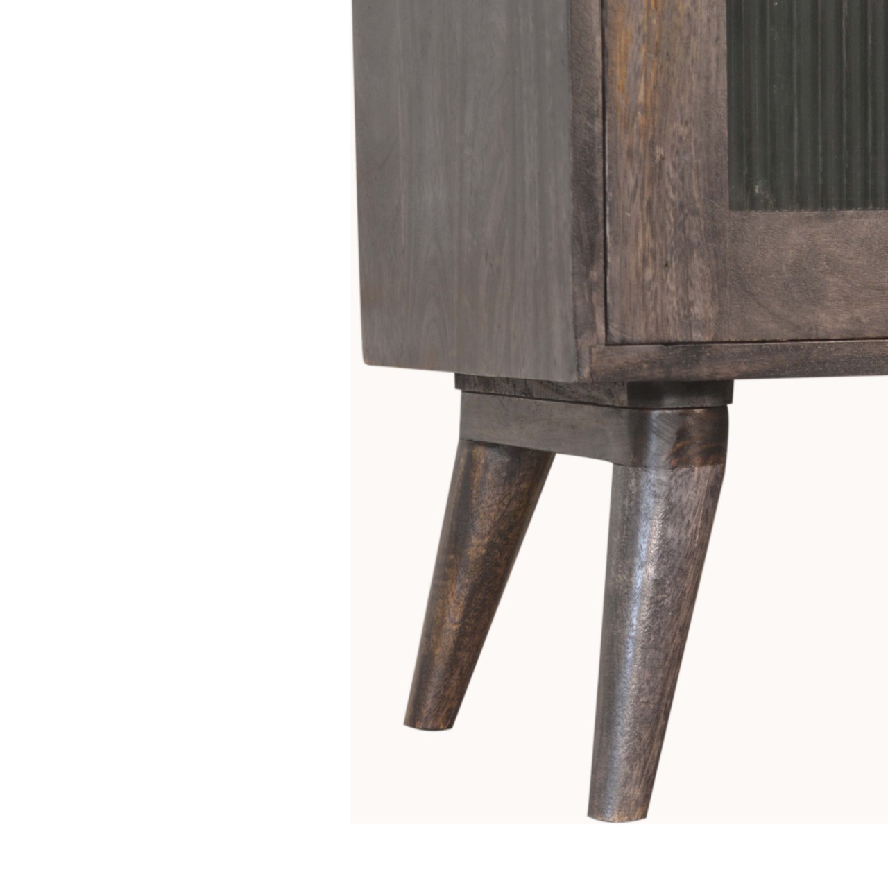 Solid Mango Wood Ash Black Finished 1 Door Havana Bedside - Image 6