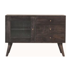 Solid Mango Wood Ash Black 3 Drawer 1 DoorHavana Cabinet