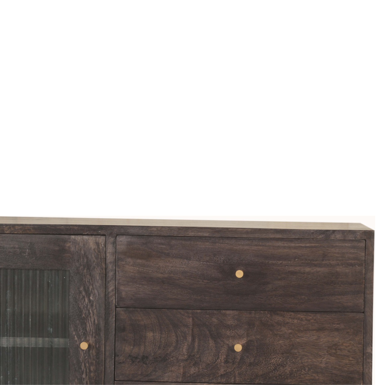 Solid Mango Wood Ash Black 3 Drawer 1 DoorHavana Cabinet - Image 4