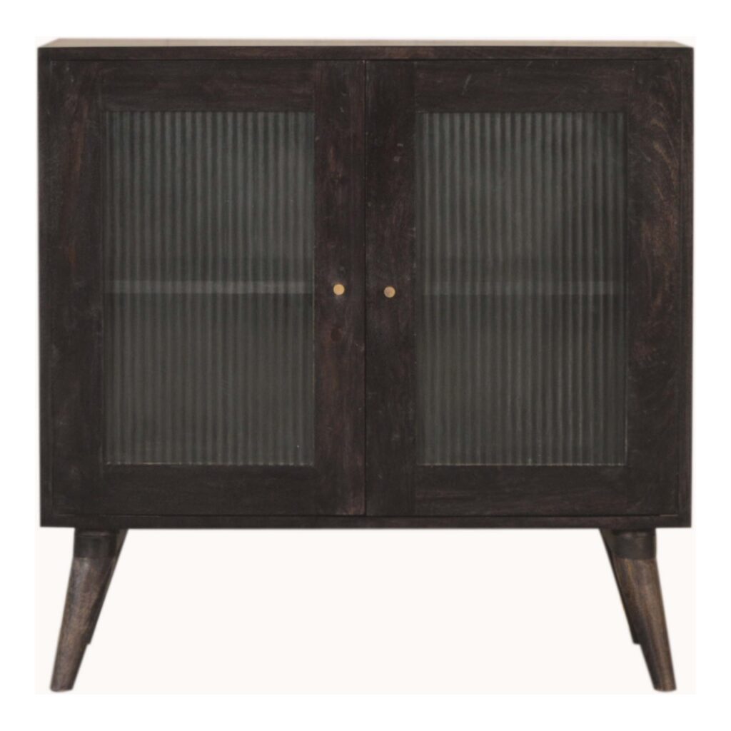 Solid Mango Wood Black Ash Finished 2 Door Havana Cabinet