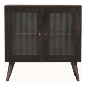 Solid Mango Wood Black Ash Finished 2 Door Havana Cabinet