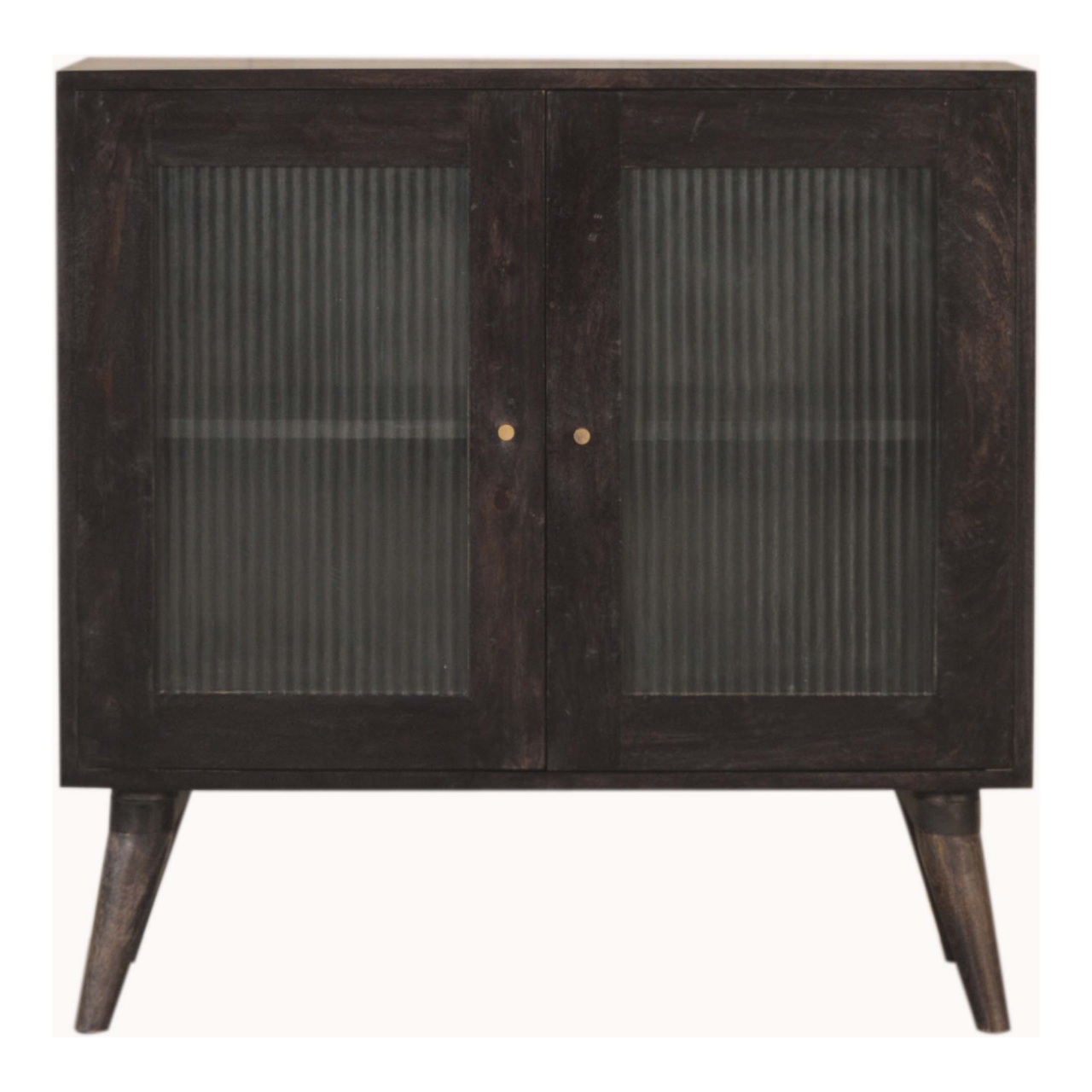 Solid Mango Wood Black Ash Finished 2 Door Havana Cabinet