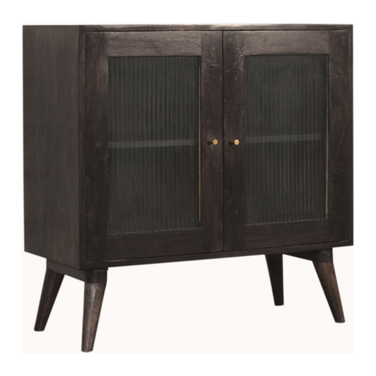 Solid Mango Wood Black Ash Finished 2 Door Havana Cabinet - Image 2