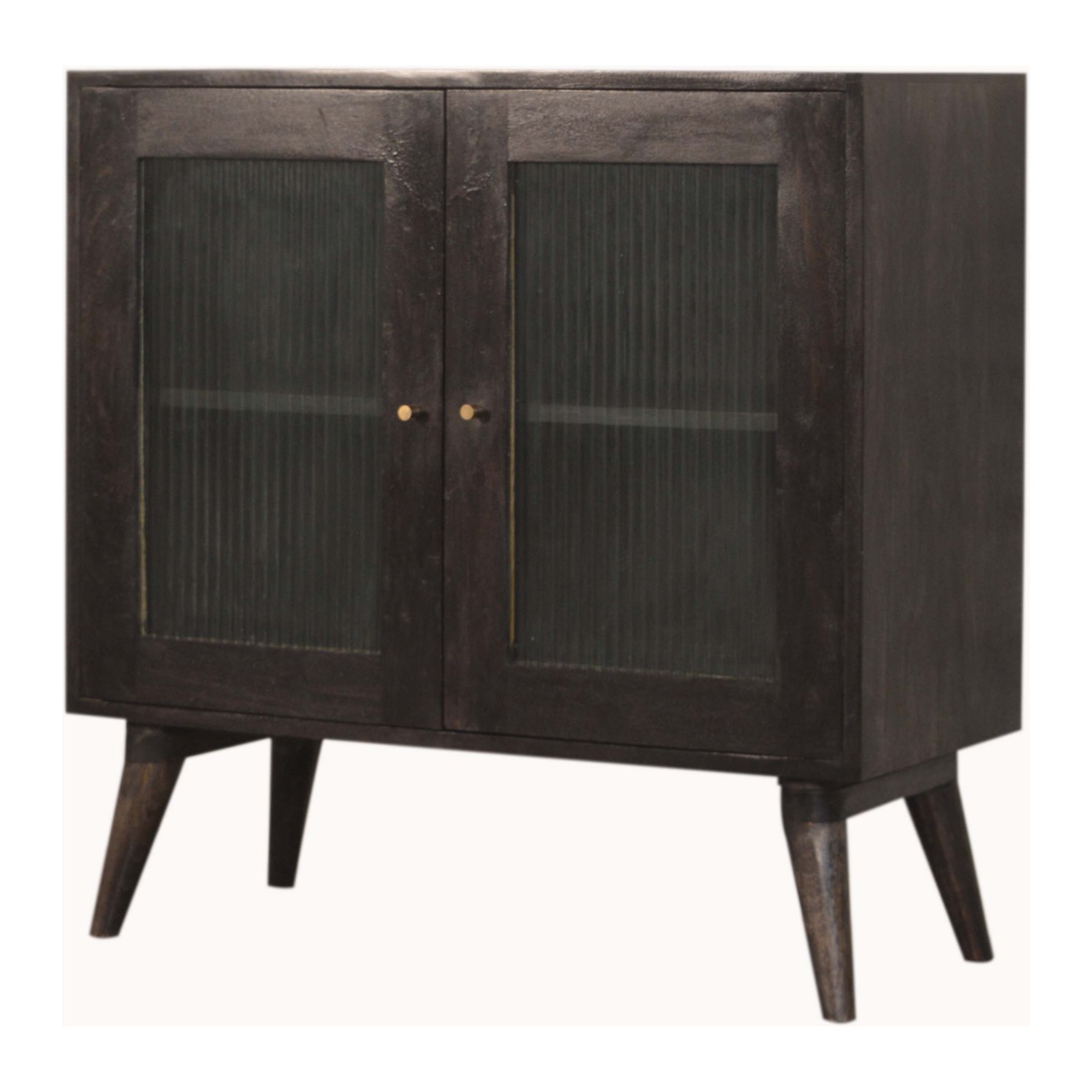 Solid Mango Wood Black Ash Finished 2 Door Havana Cabinet - Image 3