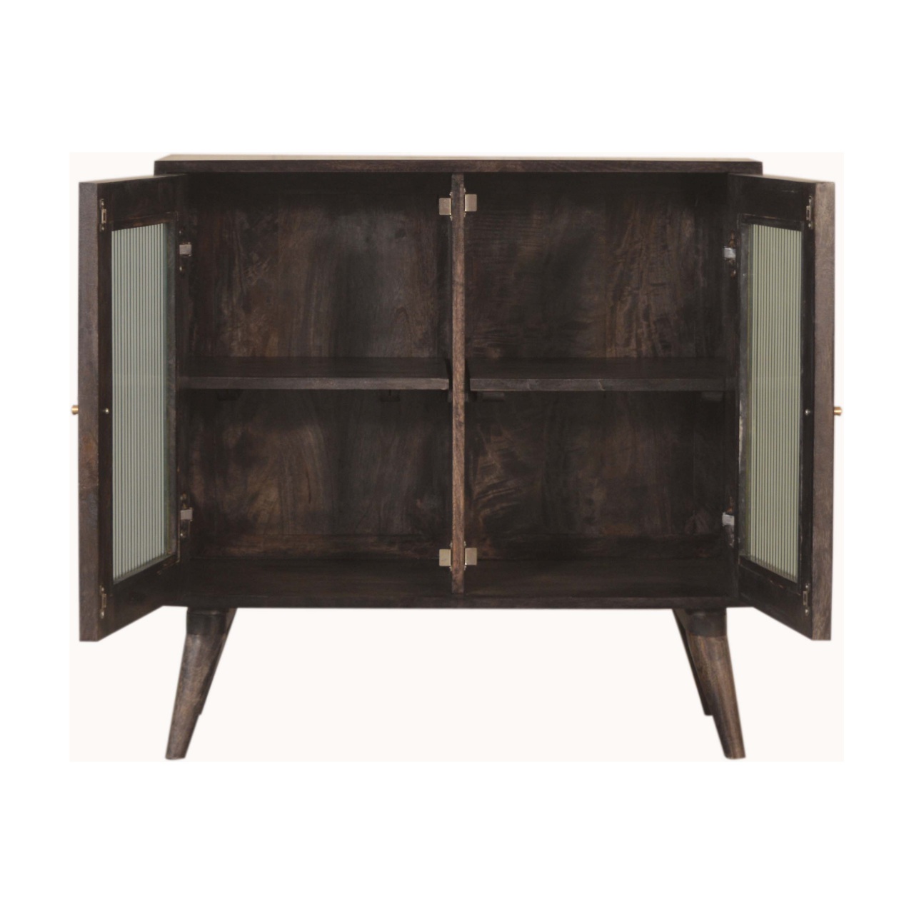 Solid Mango Wood Black Ash Finished 2 Door Havana Cabinet - Image 5