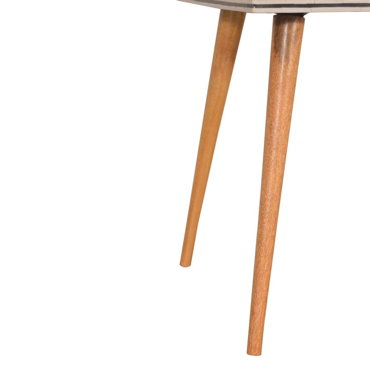 Solid Mango Wood Oak Finished Checkered Top End Table - Image 7