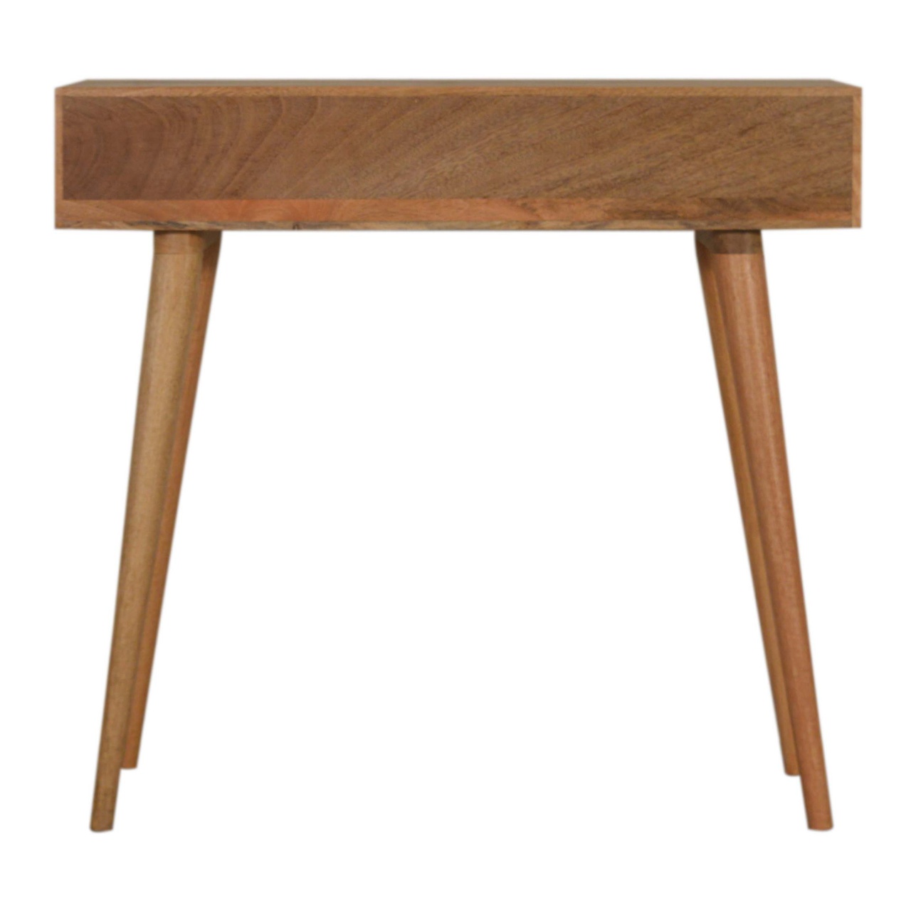 Solid Mango Wood Oak Finished 2 Drawer Milan Hand Painted Navy Ribbed Console Table - Image 9
