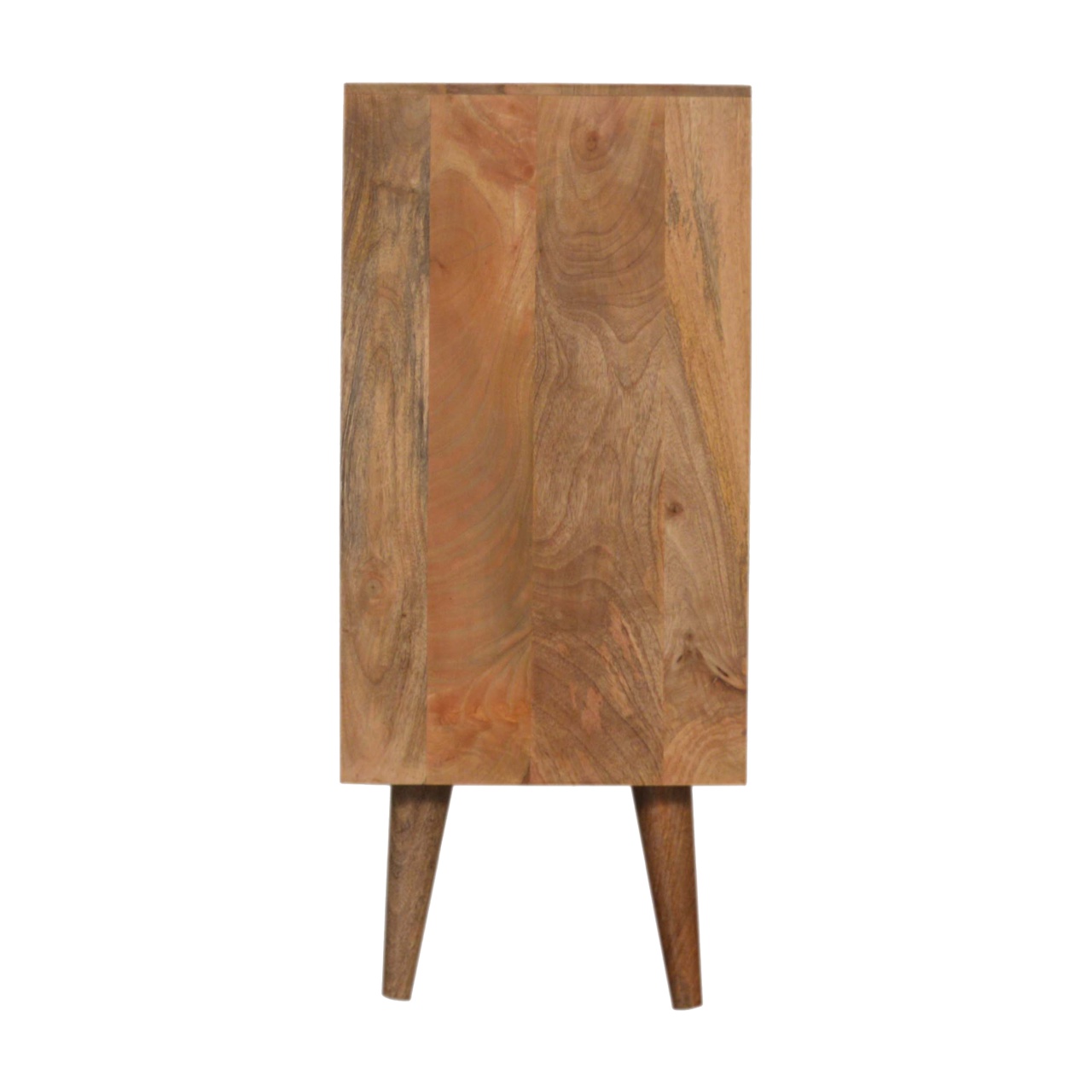 Solid Mango Wood Oak Finished 2 Door Acadia Hand Painted Teal and White Cabinet - Image 8