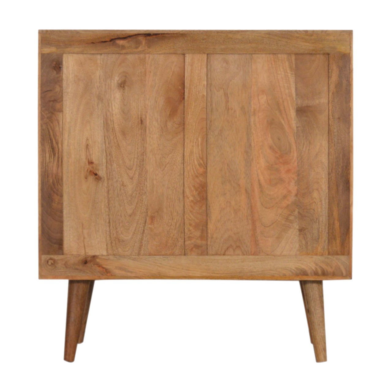 Solid Mango Wood Oak Finished 2 Door Acadia Hand Painted Teal and White Cabinet - Image 9