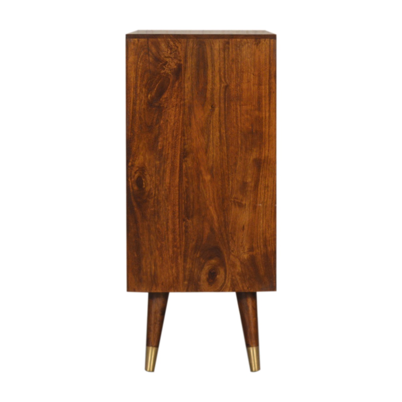 Solid Mango Wood Chestnut Finished 2 Drawer Brass Plated Manila Chest - Image 7
