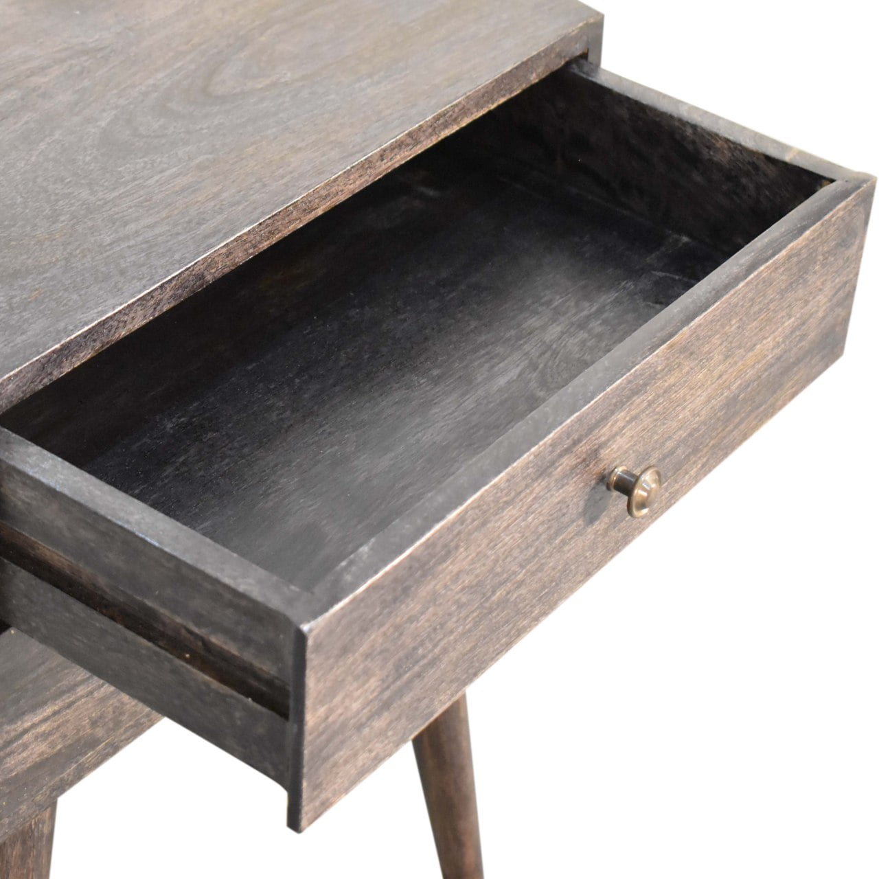 Solid Black Ash Finished Mango Wood 2 Drawer Bedside - Image 6