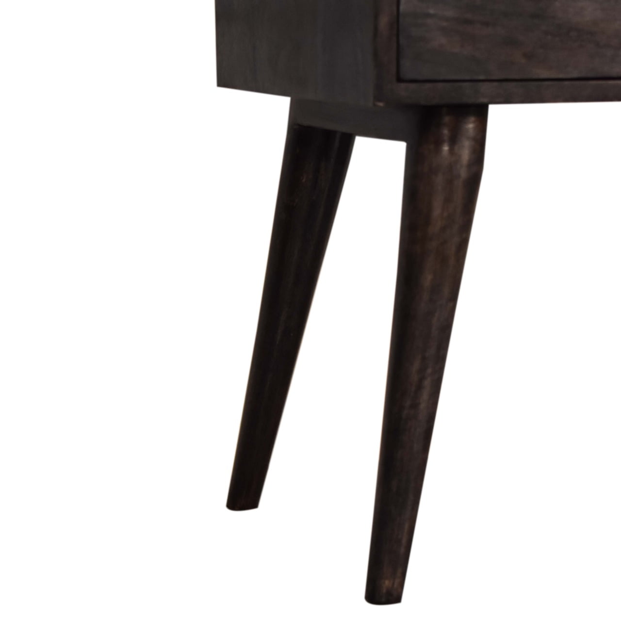 Solid Black Ash Finished Mango Wood 2 Drawer Bedside - Image 7