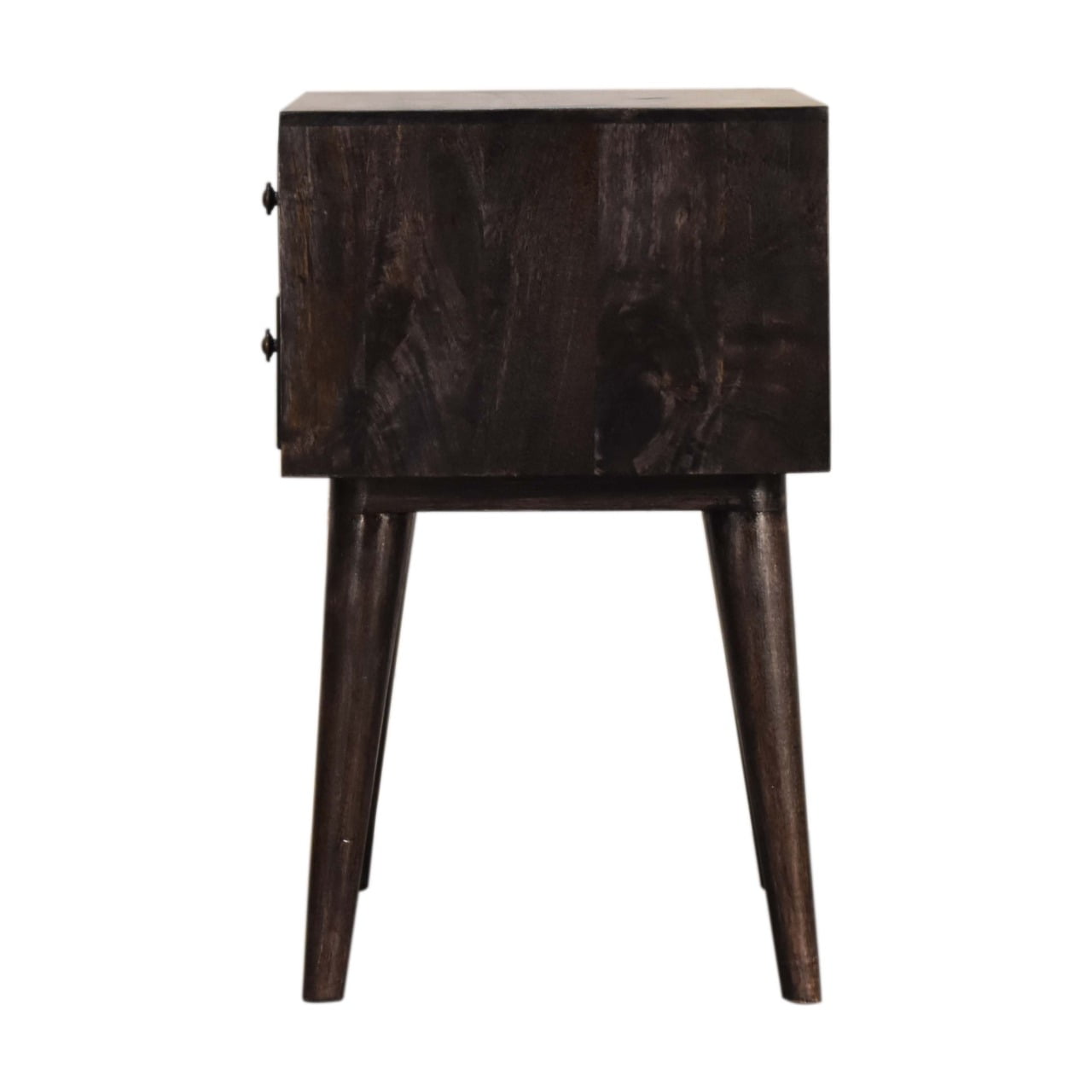 Solid Black Ash Finished Mango Wood 2 Drawer Bedside - Image 8