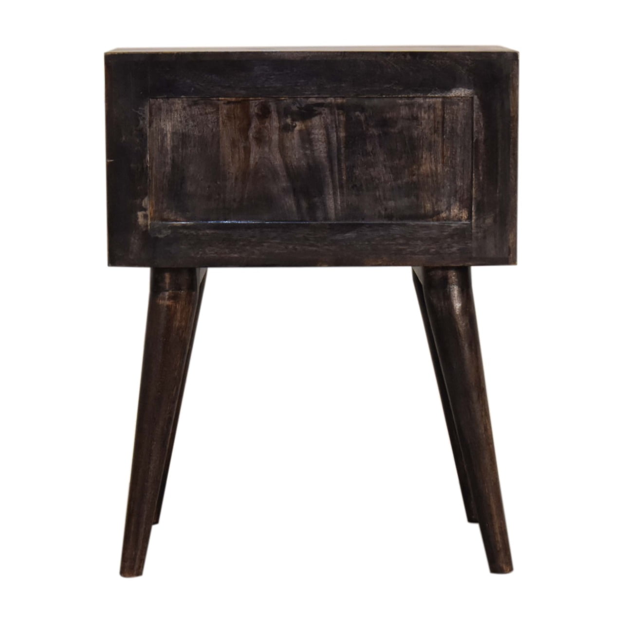 Solid Black Ash Finished Mango Wood 2 Drawer Bedside - Image 9