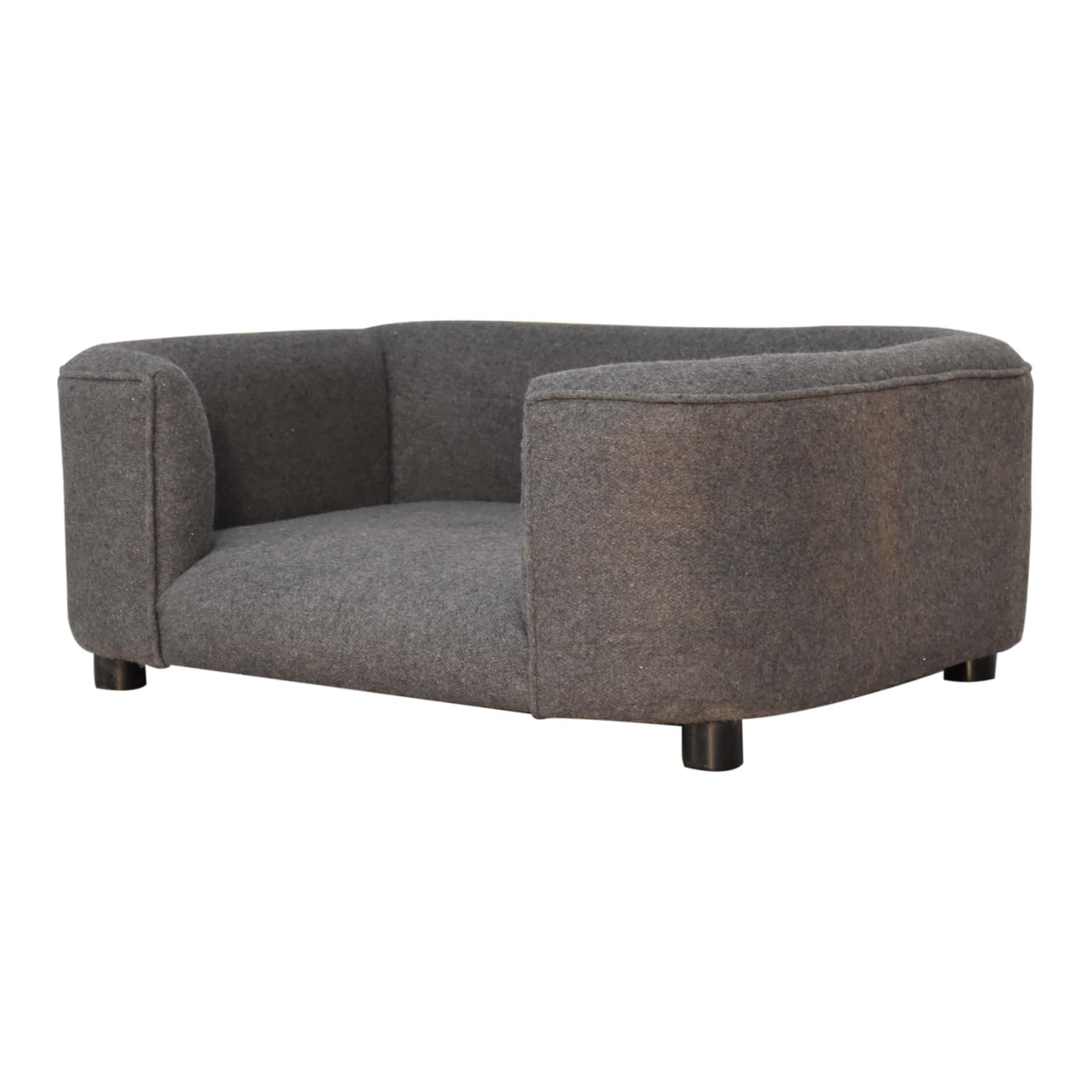 Solid Mango Wood Battleship Grey Tweed Pet Sofa Bed - Image 2