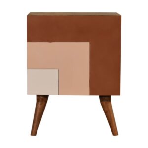 Solid Mango Wood 1 Door Quebec Hand Painted Brown Bedside