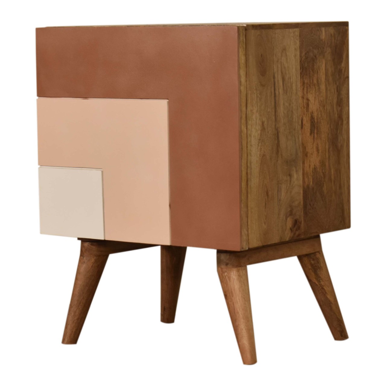 Solid Mango Wood 1 Door Quebec Hand Painted Brown Bedside - Image 2