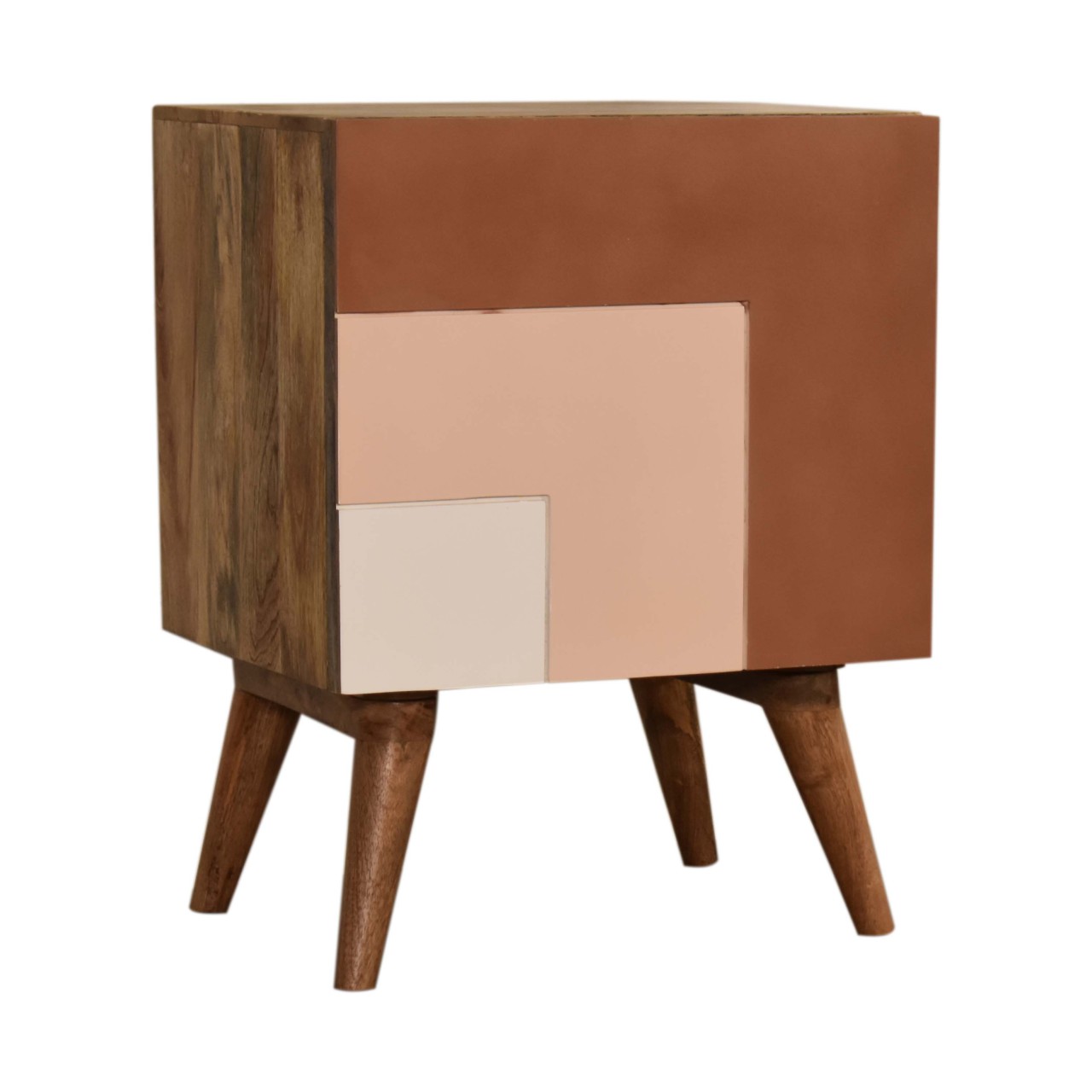 Solid Mango Wood 1 Door Quebec Hand Painted Brown Bedside - Image 3