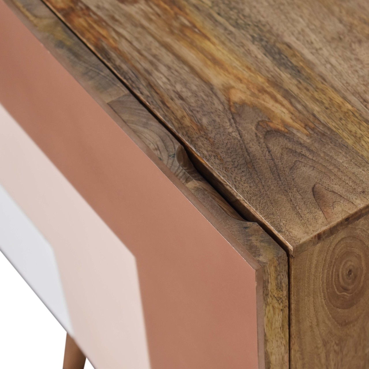 Solid Mango Wood 1 Door Quebec Hand Painted Brown Bedside - Image 5