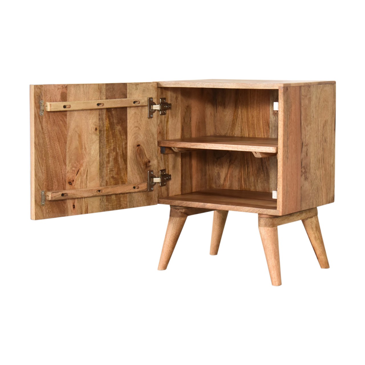 Solid Mango Wood 1 Door Quebec Hand Painted Brown Bedside - Image 7