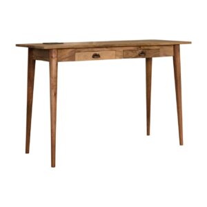 Solid Mango Wood 2 Drawer Cable Writing Desk