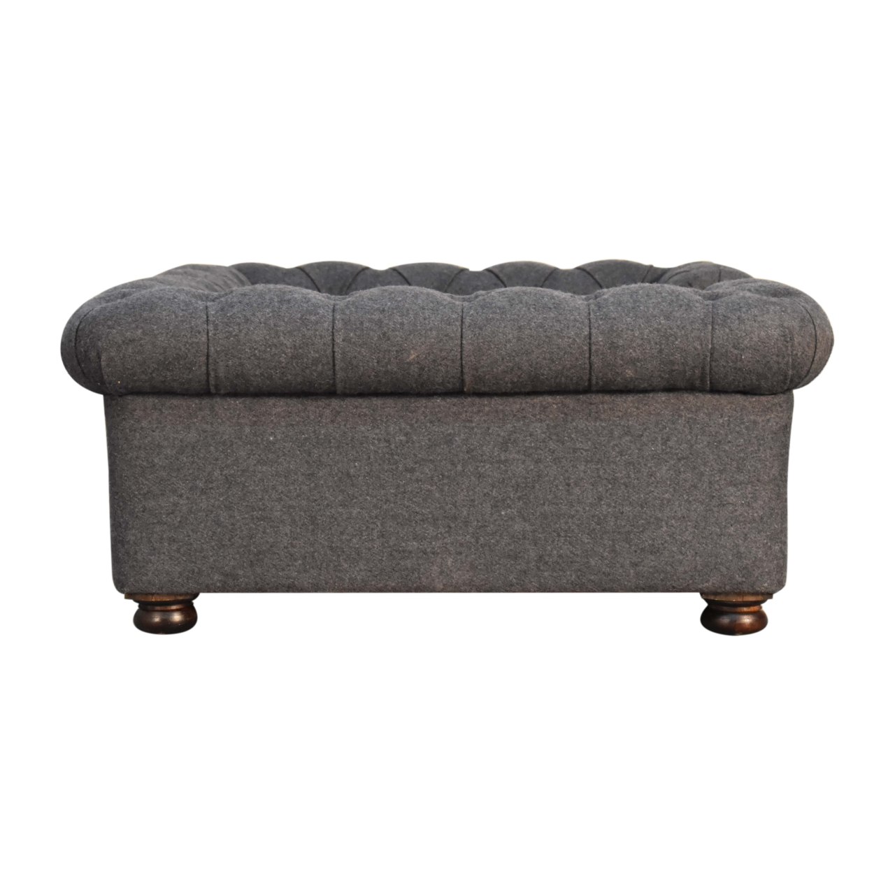 Solid Mango Wood Battleship Tweed Button Pet Bed - Image 7