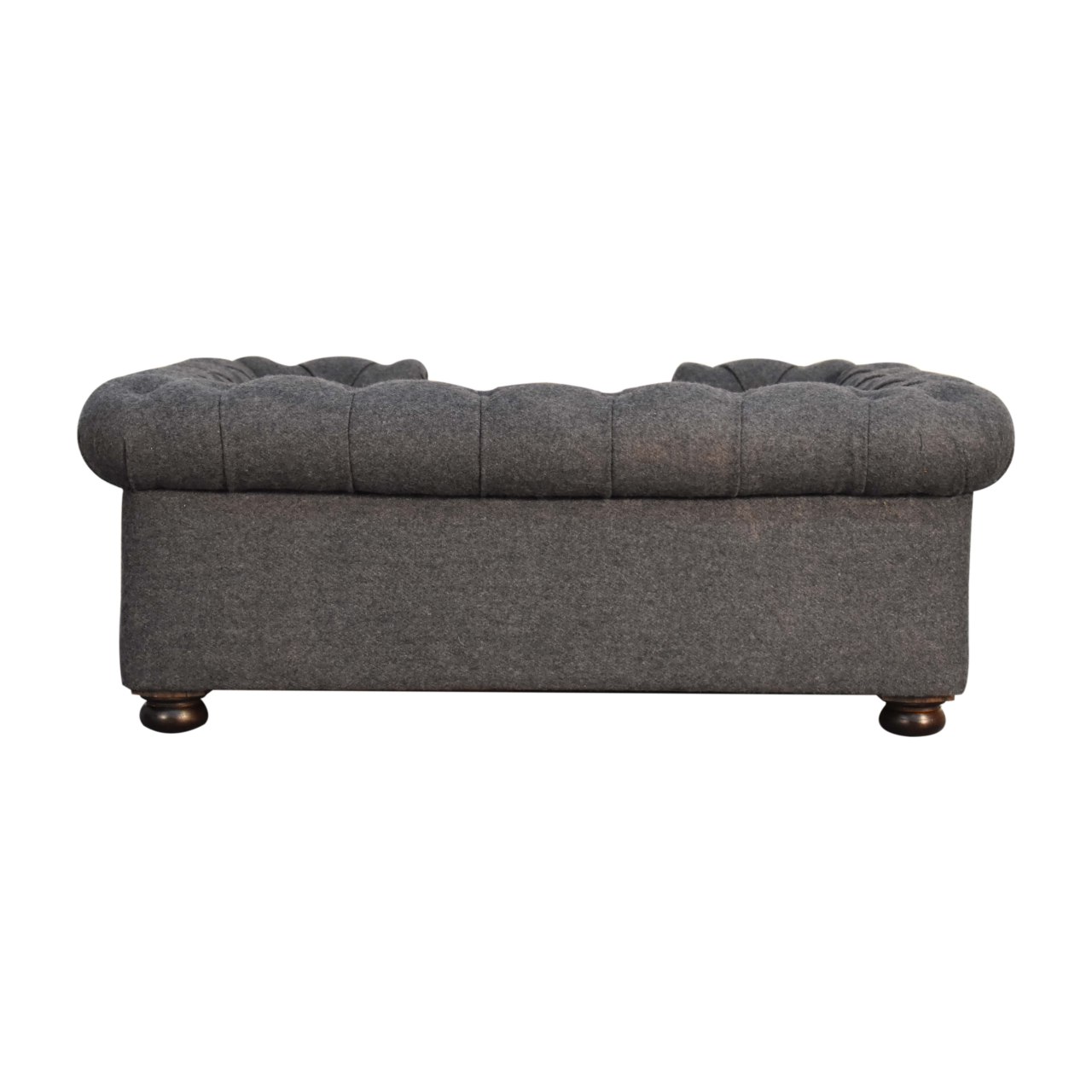Solid Mango Wood Battleship Tweed Button Pet Bed - Image 9