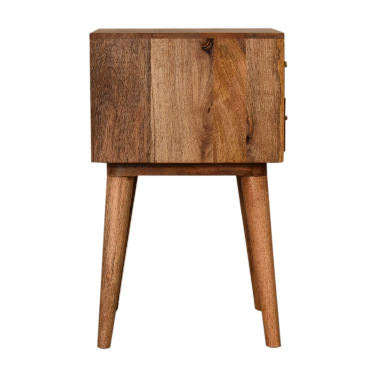 Solid Mango Wood Oak Finished with 2 Drawers Grey & Patterned Bedside - Image 7
