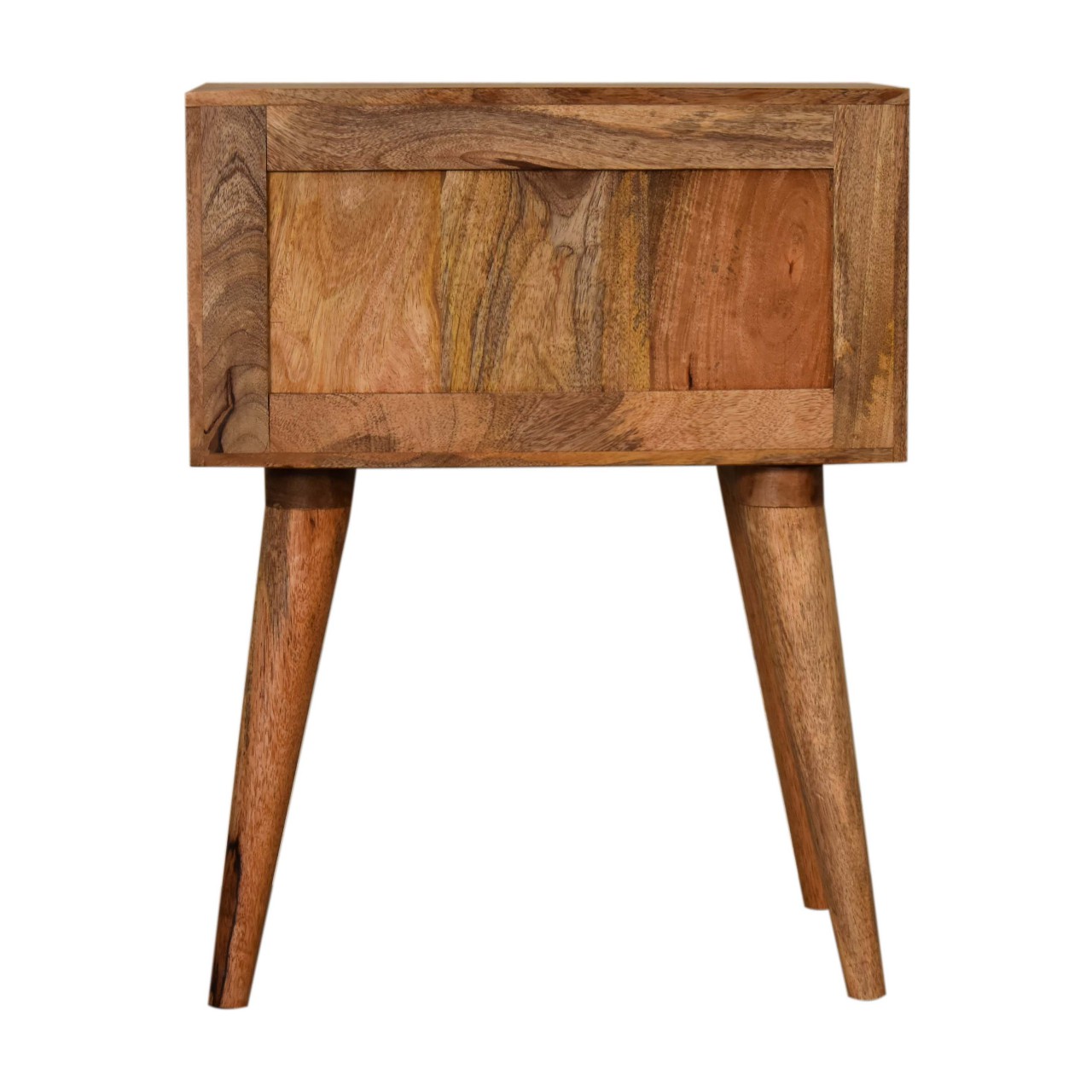Solid Mango Wood Oak Finished with 2 Drawers Grey & Patterned Bedside - Image 8