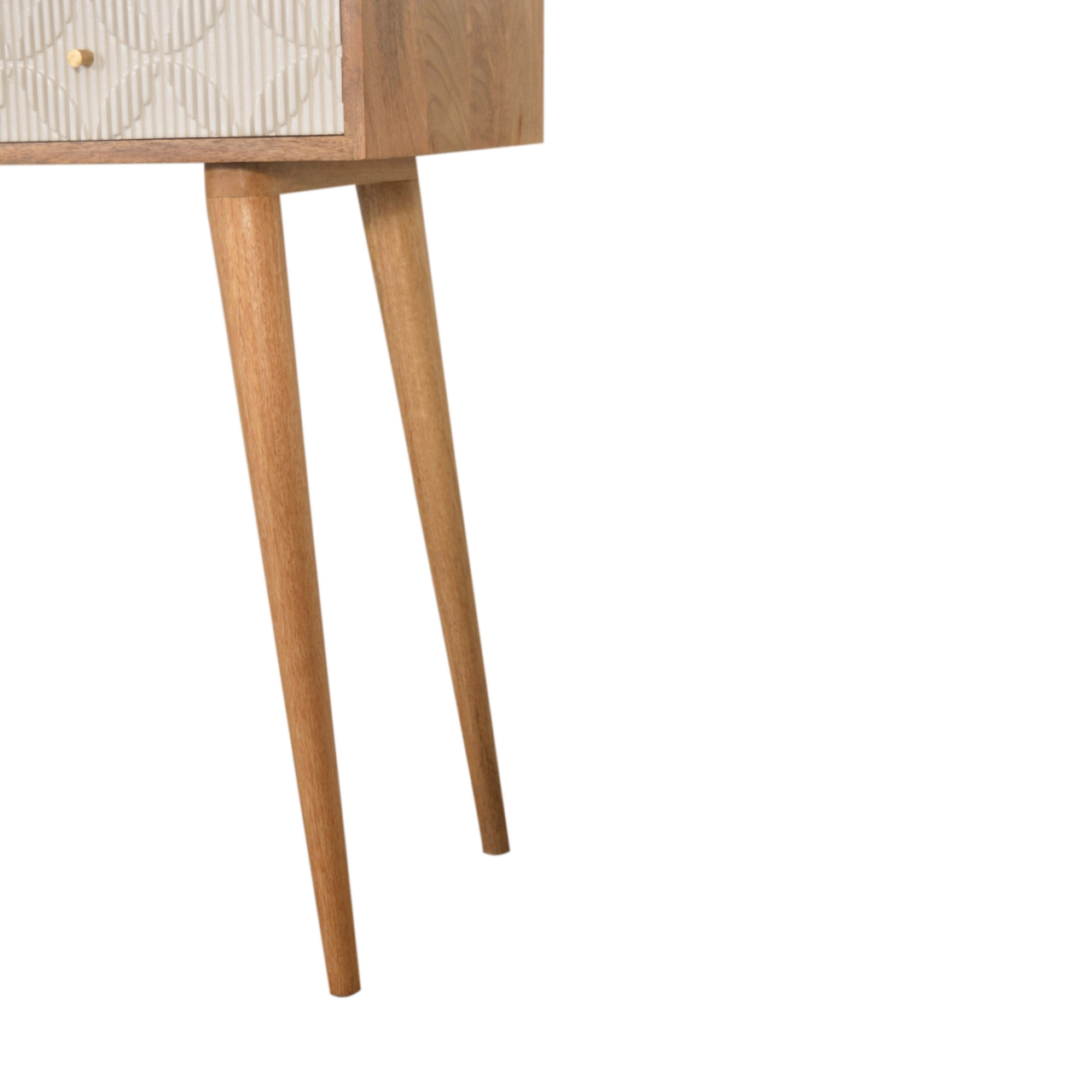 Solid Mango Wood Natural Finish 2 Drawer Milan White Console Table - Image 7
