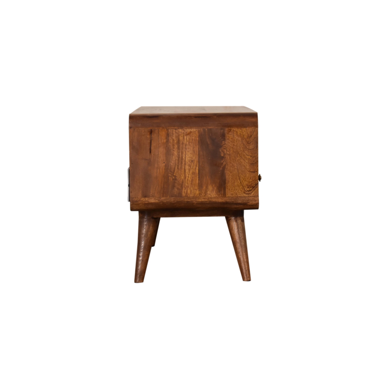 Solid Mango Wood Chestnut Finished 2 Drawer Curved Plug In Your Devices TV Unit - Image 7