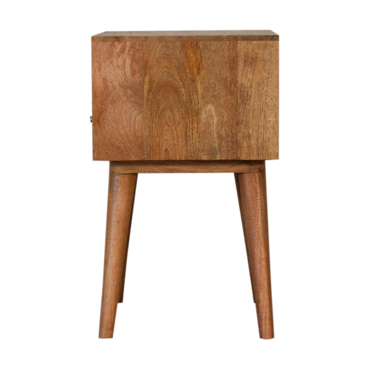 Solid Mango Wood Oak Finished 1 Drawer 1 Slot Black & White Pattern Bedside - Image 8