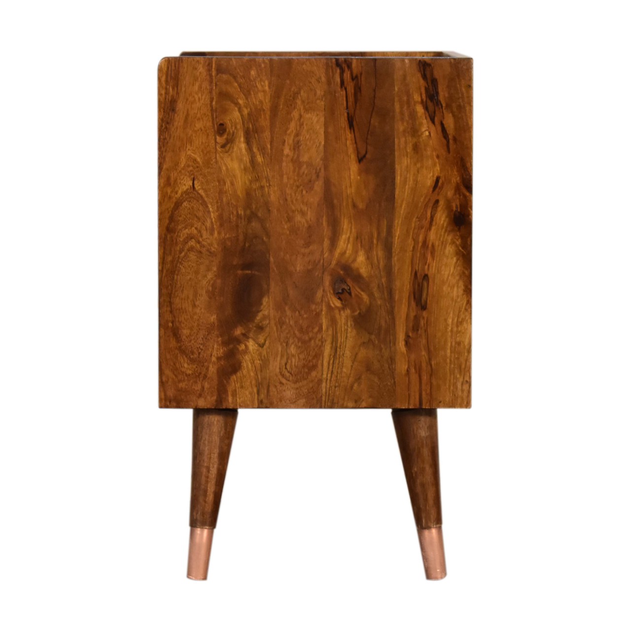 Solid Mango Wood Chestnut Finished Manila Copper Front 1 Drawer Bedside - Image 8