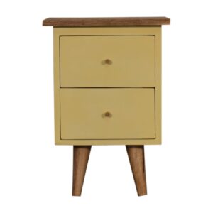 Solid Mango Wood Yellow Hand Painted Bedside