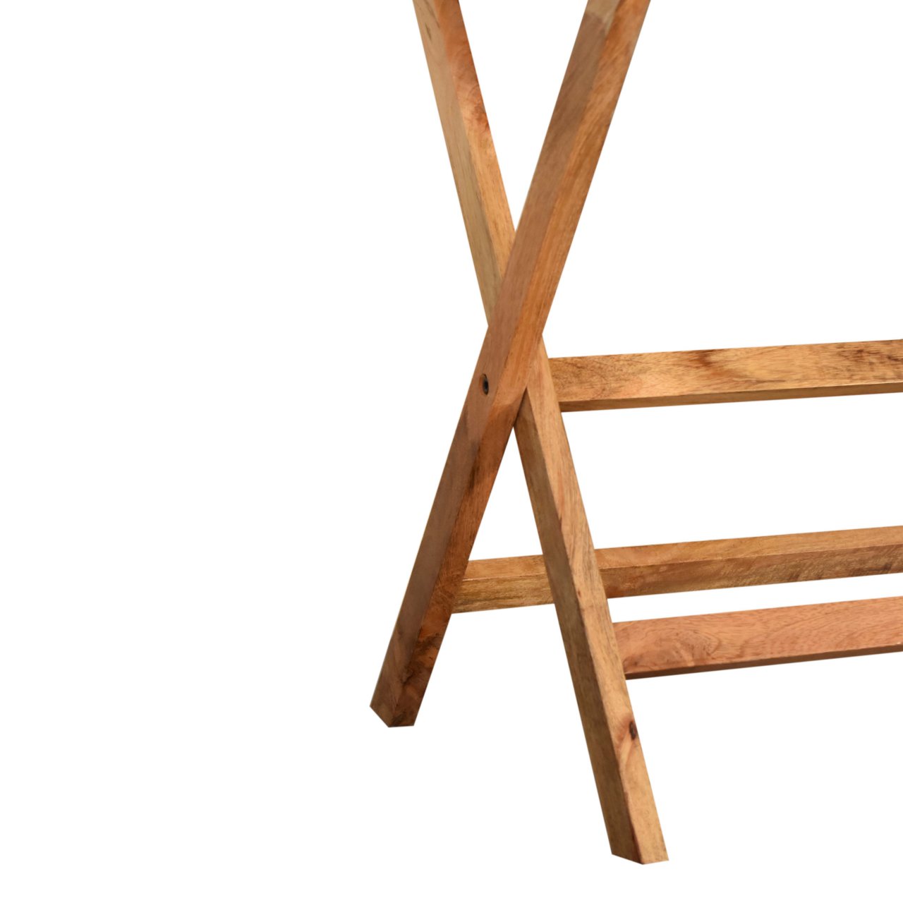 Solid Mango Wood Oak Finished 2 Tray Prima Butler Tray Table - Image 8