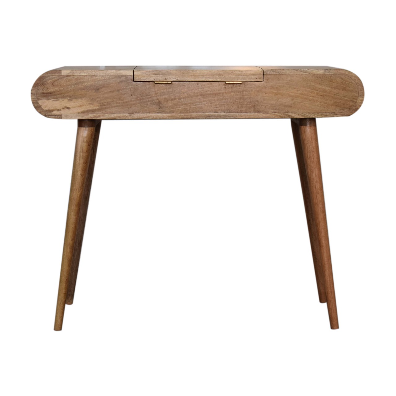 Solid Mango Wood Oak Finish Round Dressing Table - Image 9
