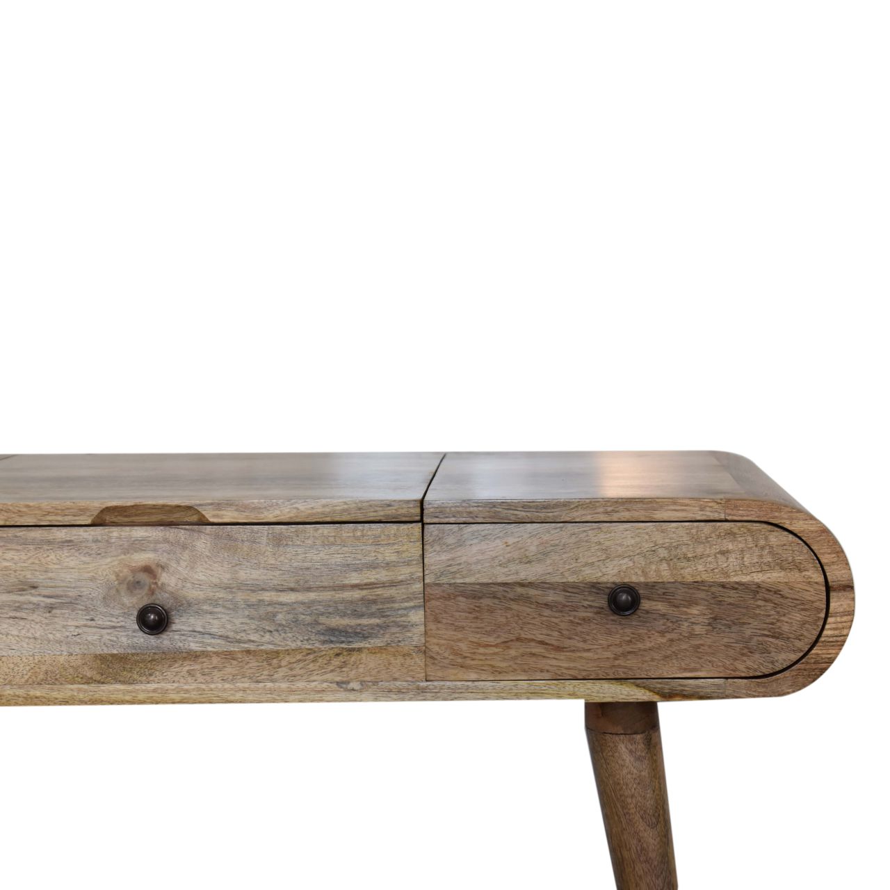 Solid Mango Wood Oak Finish Round Dressing Table - Image 6