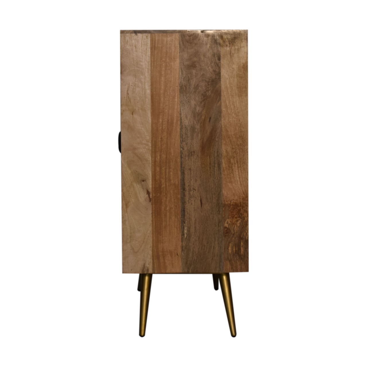 Solid Mango Wood Oak Finish 2 Cement Brass Inlay Door Cabinet - Image 8