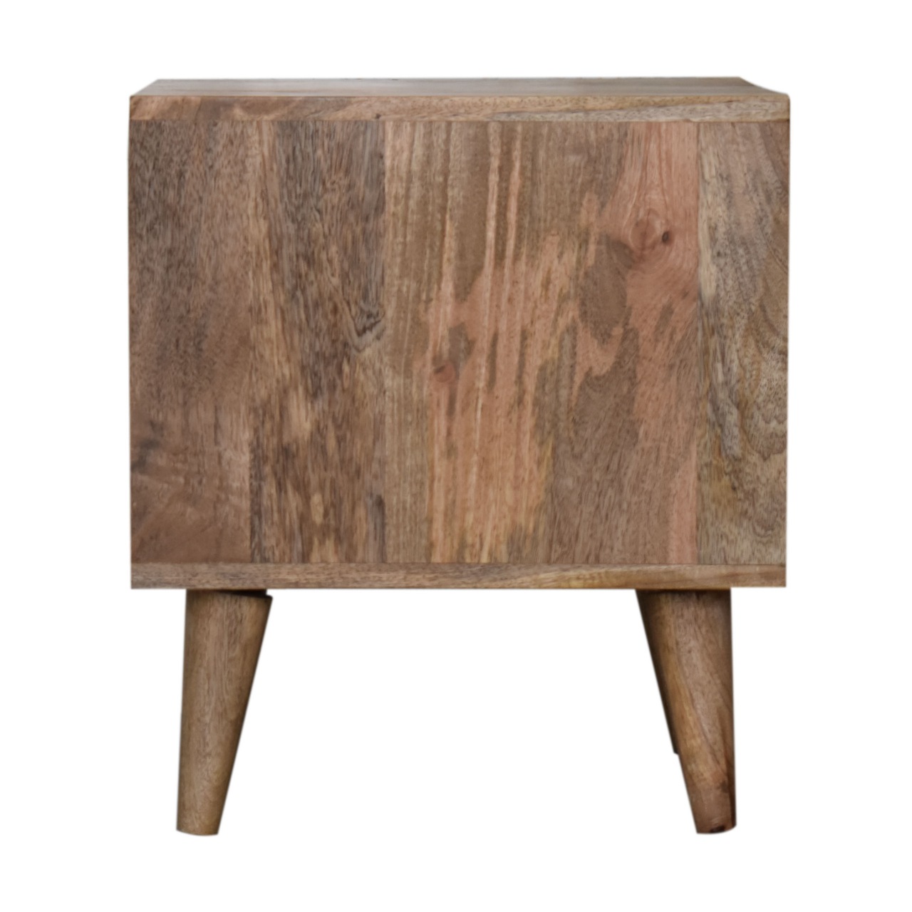 Solid Mango Wood Oak Finished Tweed Upholstered Nordic Cut-out Pet Bed - Image 8