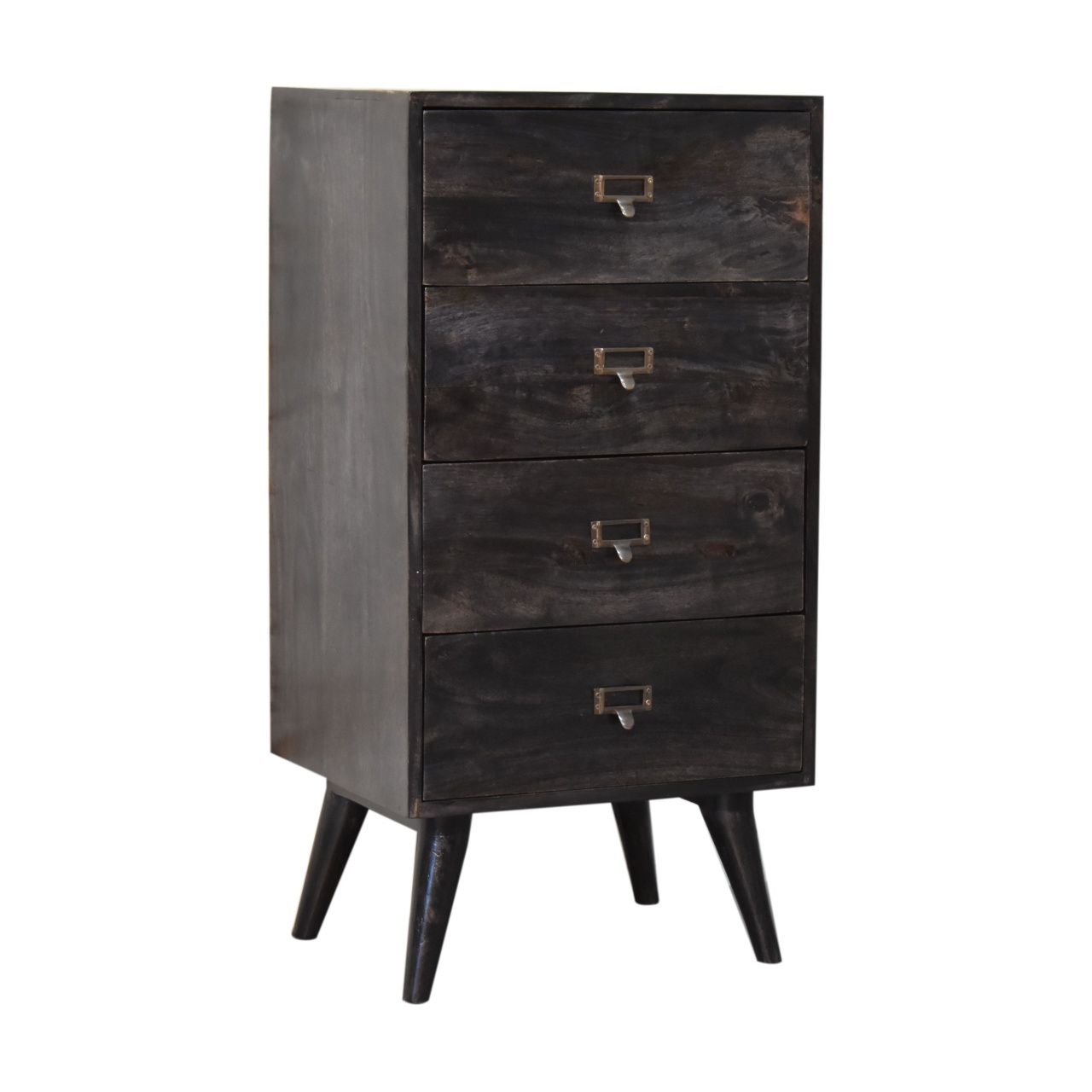 Solid Mango Wood Ash-Black Finished 4 Drawer Filing Cabinet - Image 2