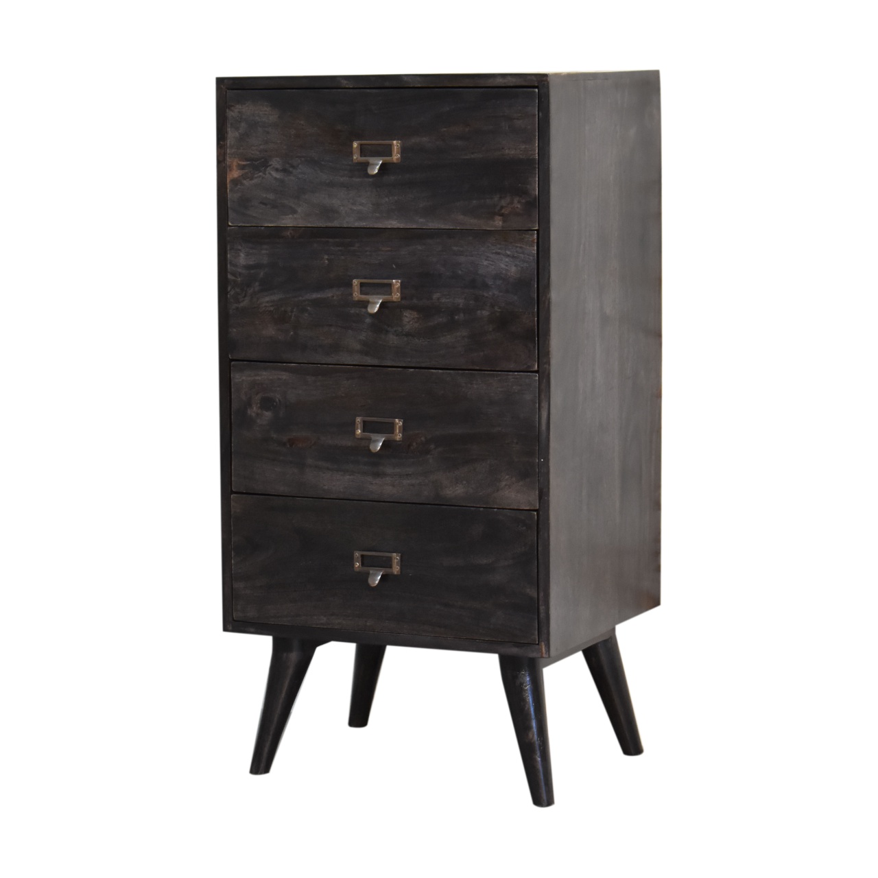 Solid Mango Wood Ash-Black Finished 4 Drawer Filing Cabinet - Image 3