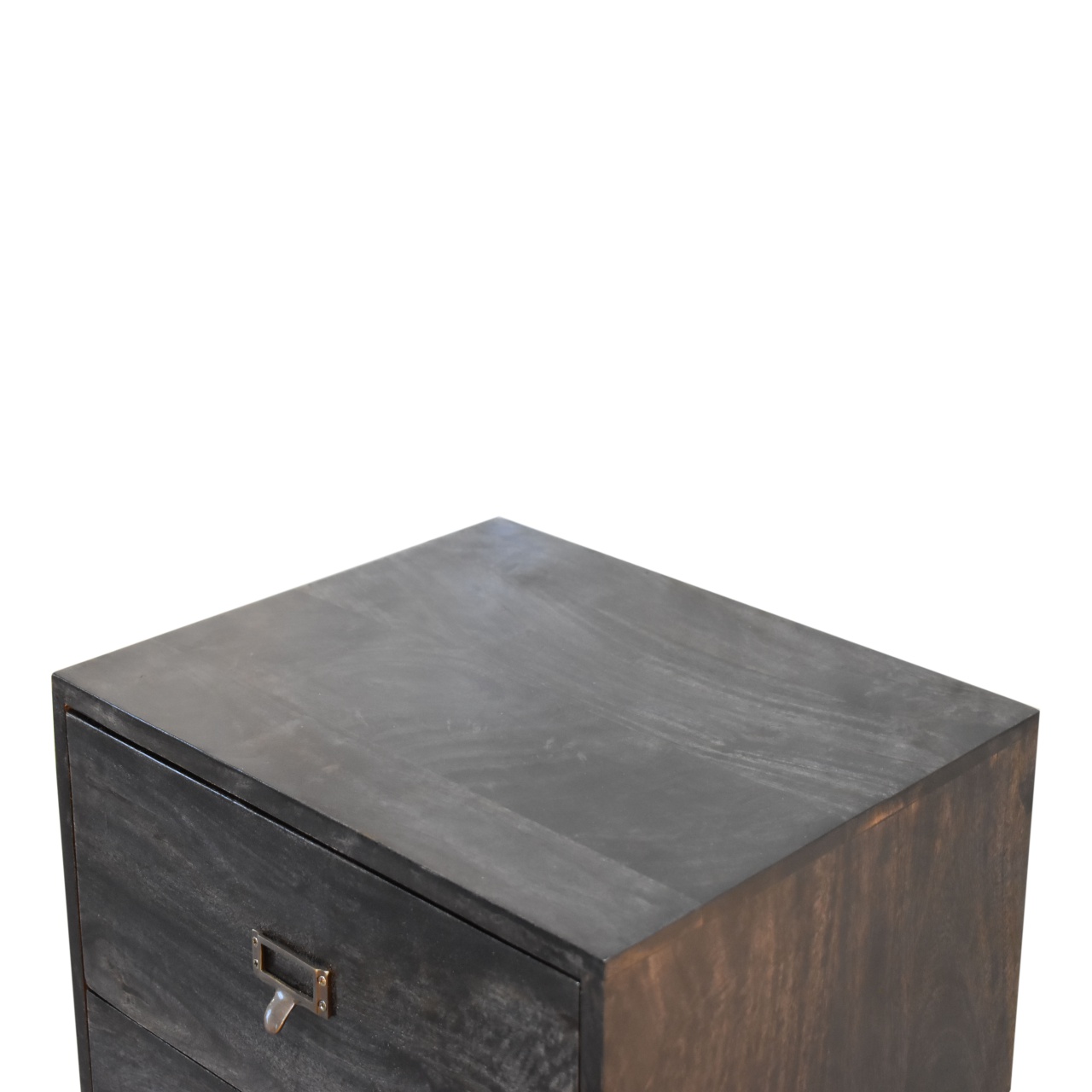 Solid Mango Wood Ash-Black Finished 4 Drawer Filing Cabinet - Image 4