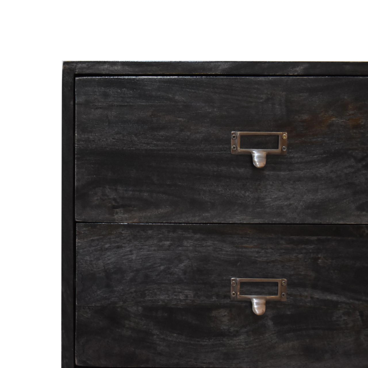 Solid Mango Wood Ash-Black Finished 4 Drawer Filing Cabinet - Image 5