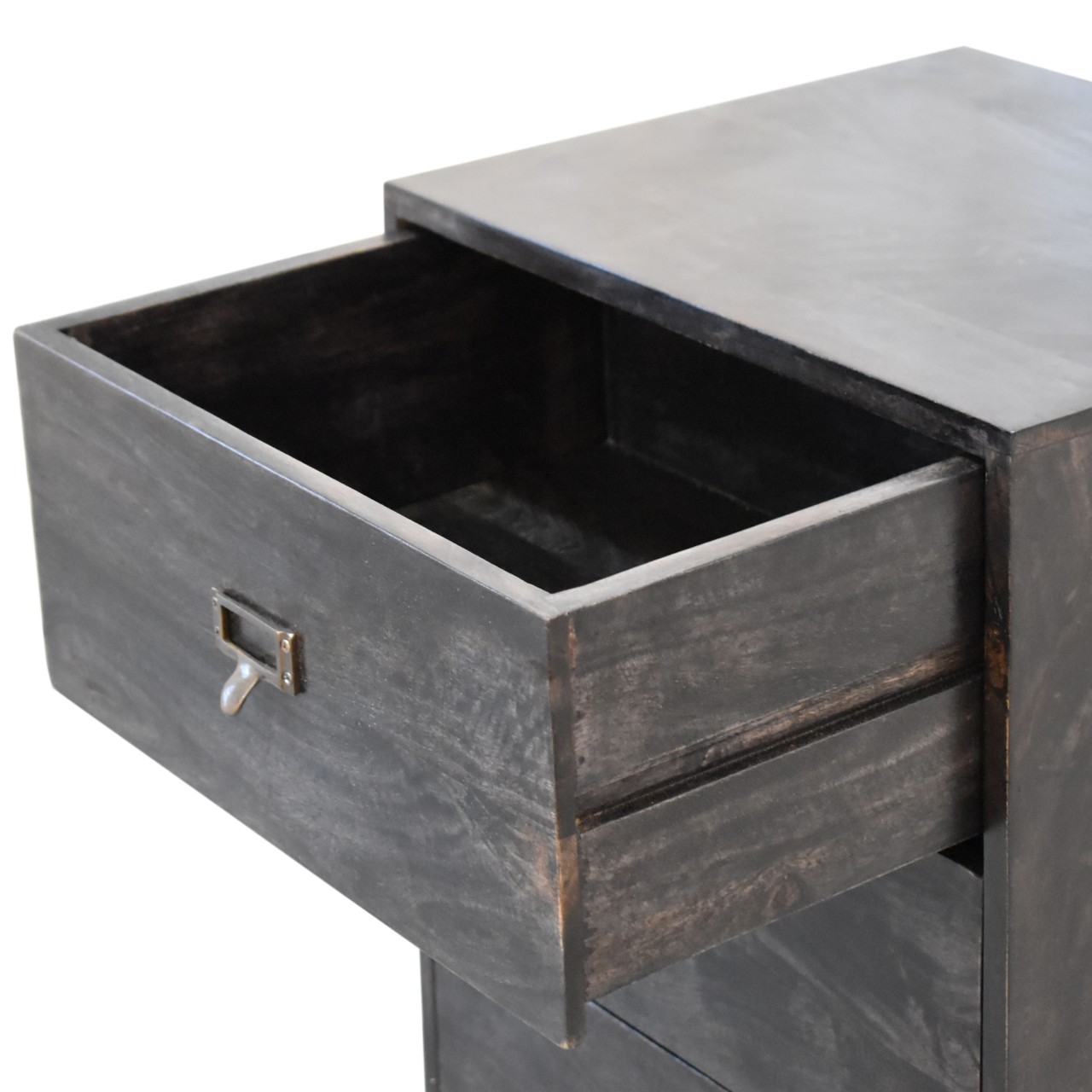 Solid Mango Wood Ash-Black Finished 4 Drawer Filing Cabinet - Image 6